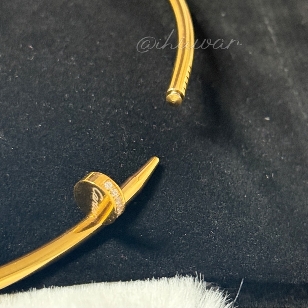 New Nail Choker 18K Gold Plated Zirconia Motif Statement Necklace - Picture 9 of 12